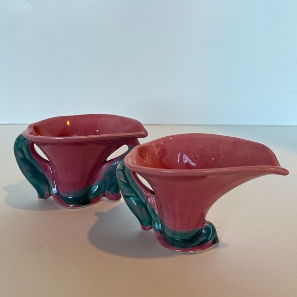 Whapeton Rosemead Pottery Lily Shaped Sugar Bowl and Creamer 1940s - Picture 2 of 12